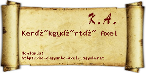 Kerékgyártó Axel névjegykártya